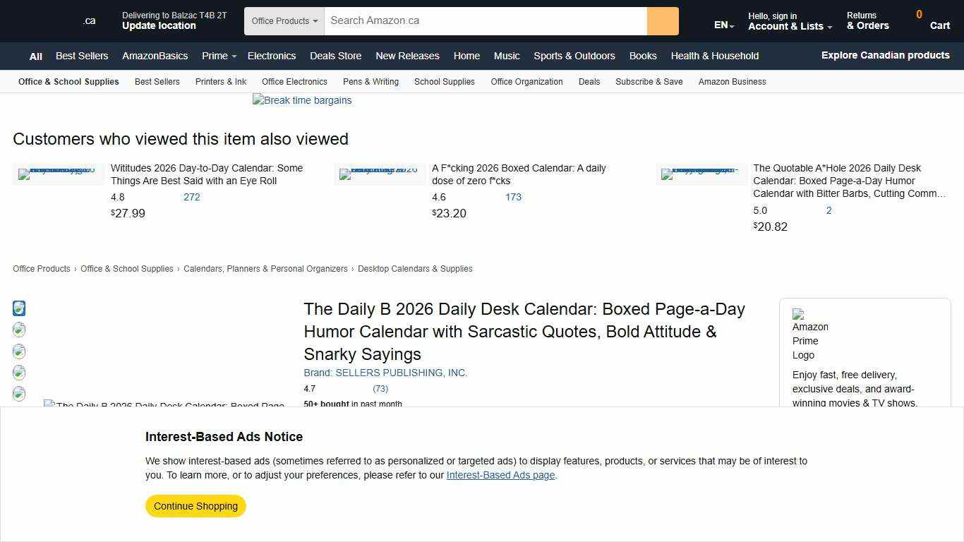 The Daily B 2026 Daily Desk Calendar: Boxed Page-a-Day Humor Calendar with Sarcastic Quotes, Bold Attitude & Snarky Sayings : Amazon.ca: Office Products